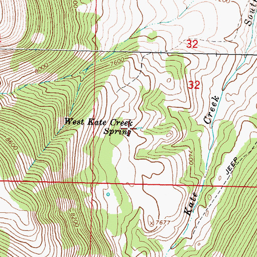 Topographic Map of West Kate Creek Spring, MT