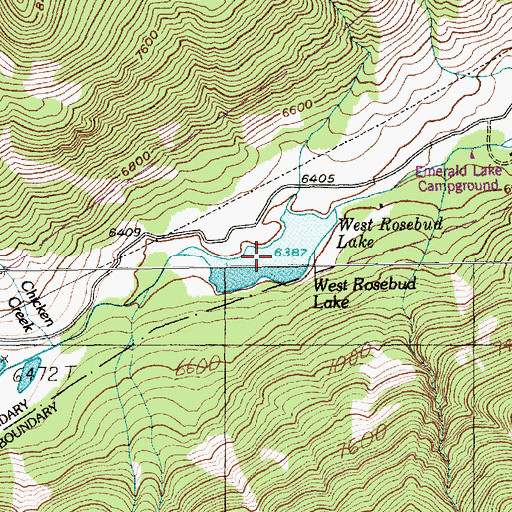 Topographic Map of West Rosebud Lake, MT