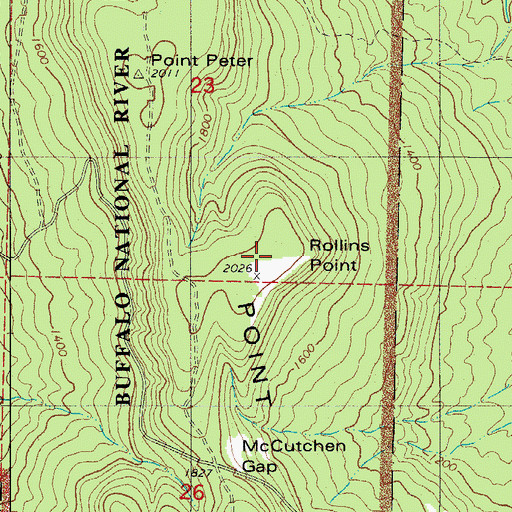 Topographic Map of Rollins Point, AR