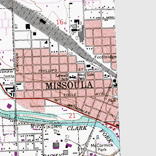 Topographic Map of West Side Park, MT