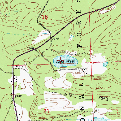 Topographic Map of Lake West, MT