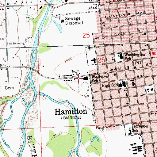 Topographic Map of Westview School, MT