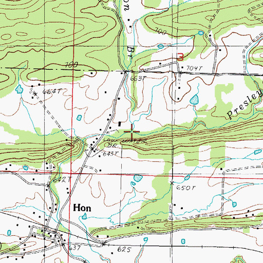 Topographic Map of Presley Branch, AR