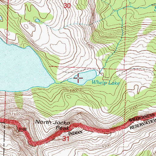 Topographic Map of Whelp Lake, MT