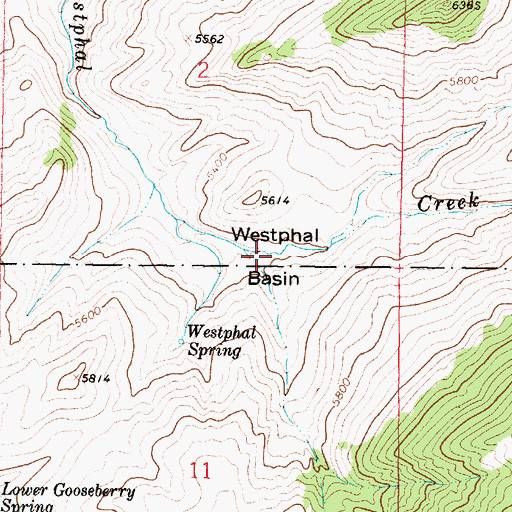 Topographic Map of Whestphal Basin, MT