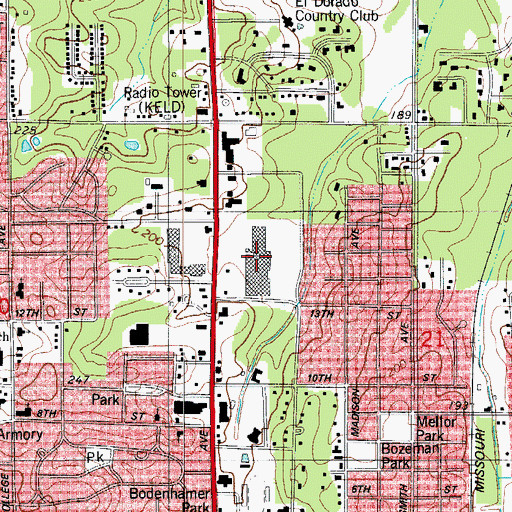 Topographic Map of Mellor Park Mall Shopping Center, AR