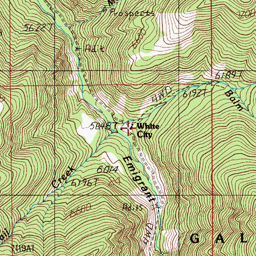 Topographic Map of White City, MT