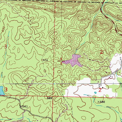 Topographic Map of Happy Valley Lake Dam, AR