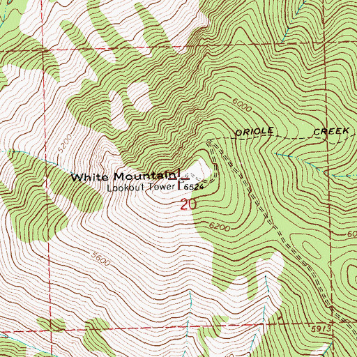 Topographic Map of White Mountain, MT