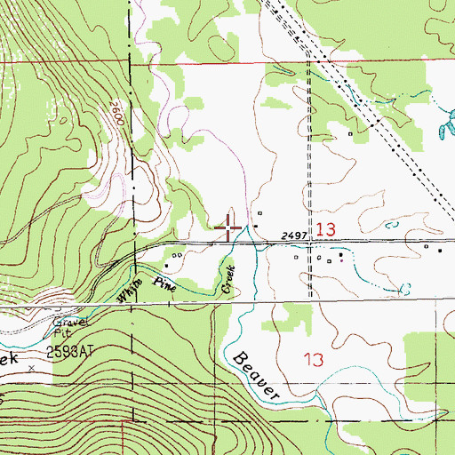 Topographic Map of White Pine Creek, MT
