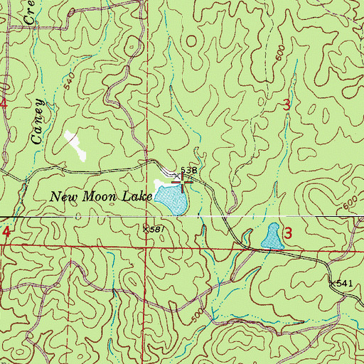 Topographic Map of Lake New Moon Dam, AR