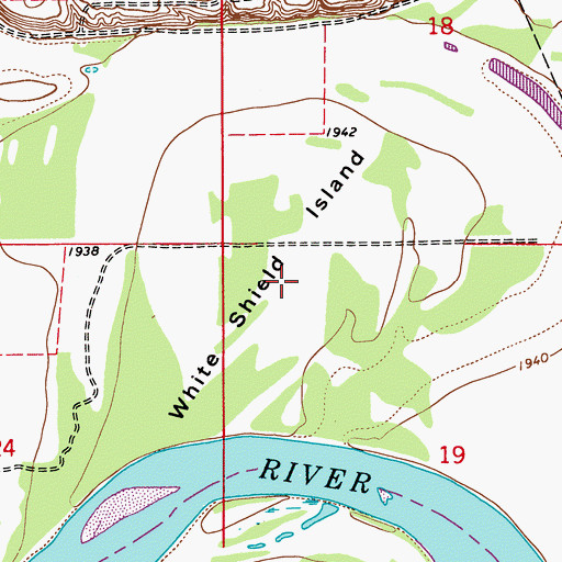Topographic Map of White Shield Island, MT