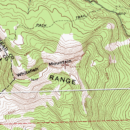 Topographic Map of Whitefish Mountain, MT