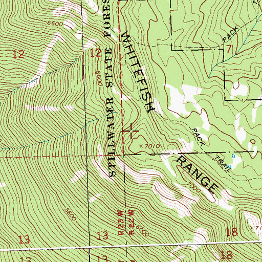 Topographic Map of Whitefish Range, MT