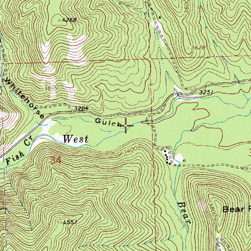 Topographic Map of Whitehorse Gulch, MT