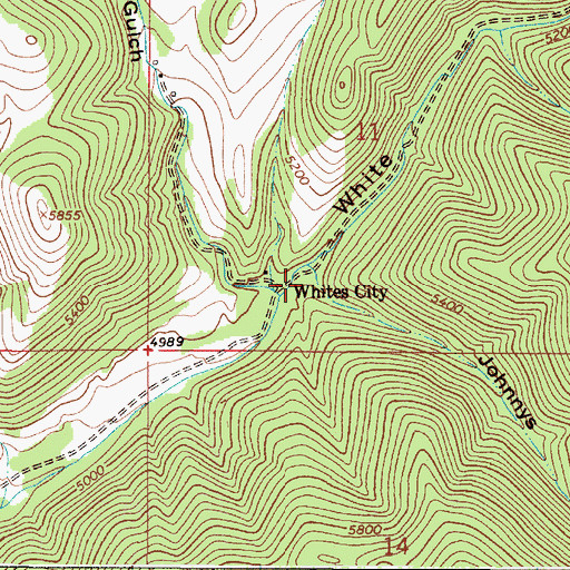 Topographic Map of Whites City, MT