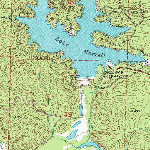 Topographic Map of Lake Norrell, AR