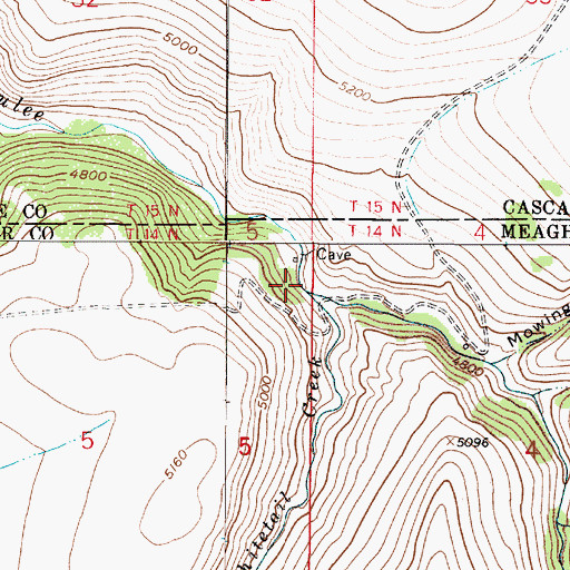 Topographic Map of Whitetail Creek, MT