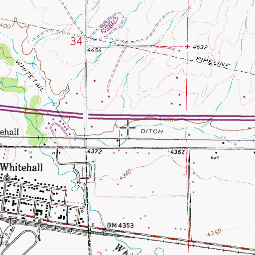 Topographic Map of Whitetail Ditch, MT