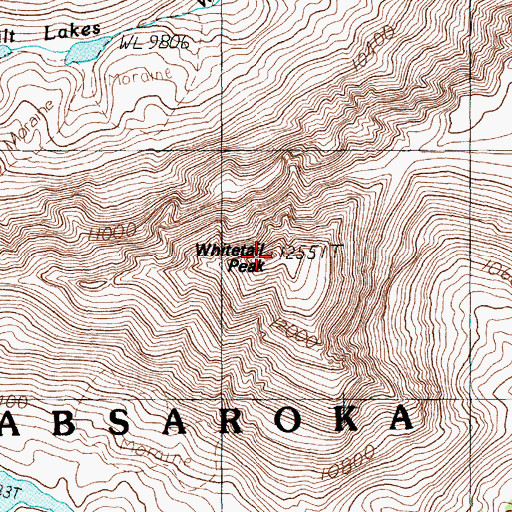 Topographic Map of Whitetail Peak, MT