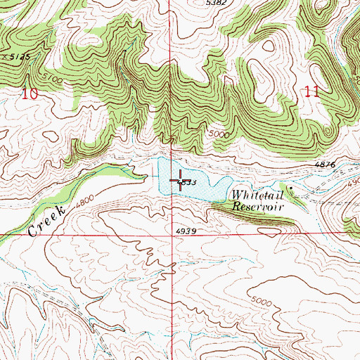 Topographic Map of Whitetail Reservoir, MT