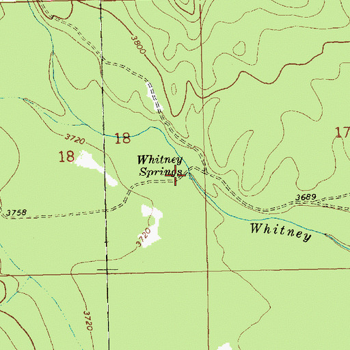 Topographic Map of Whitney Springs, MT