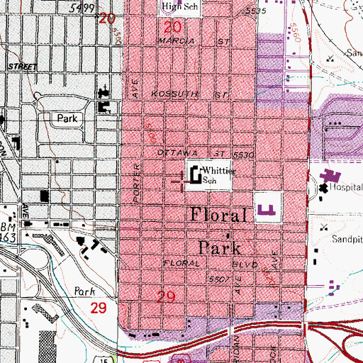 Topographic Map of Whittier School, MT