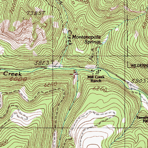 Topographic Map of Wicked Creek, MT