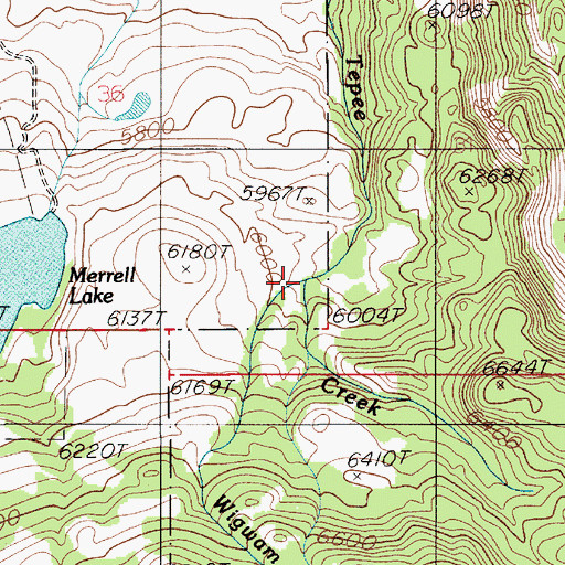 Topographic Map of Wigwam Creek, MT