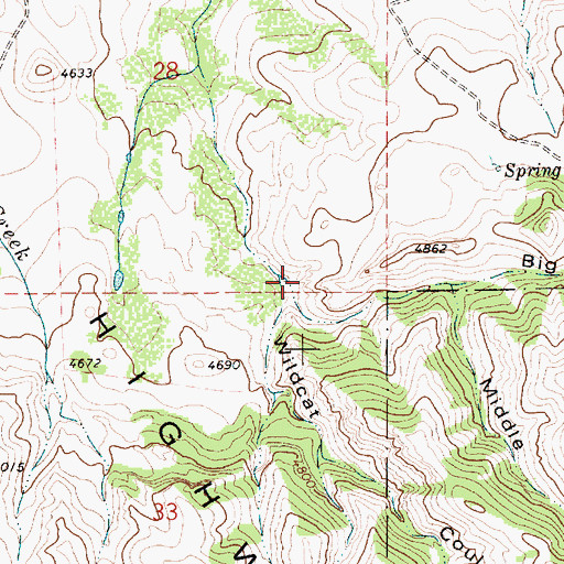 Topographic Map of Wildcat Coulee, MT