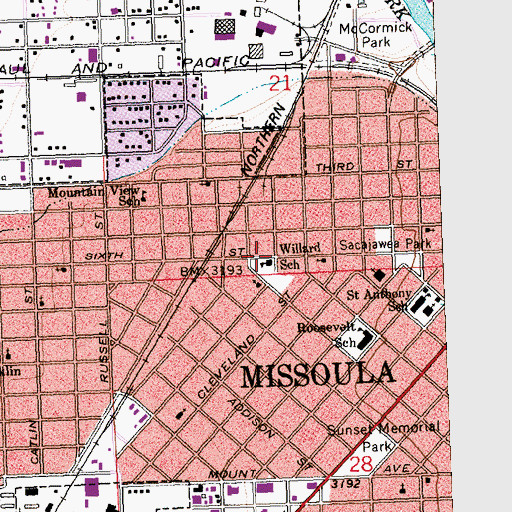 Topographic Map of Willard School, MT