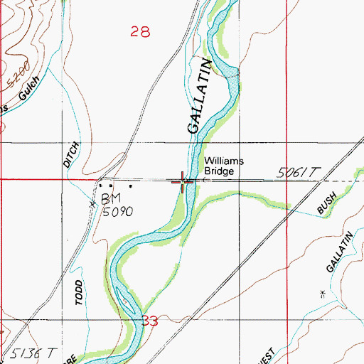 Topographic Map of Williams Bridge, MT