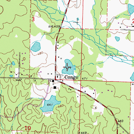Topographic Map of Helmich Lake, AR