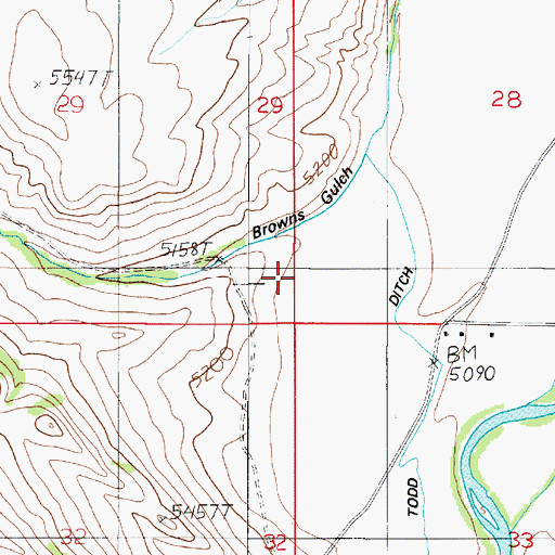 Topographic Map of Williams Ditch, MT