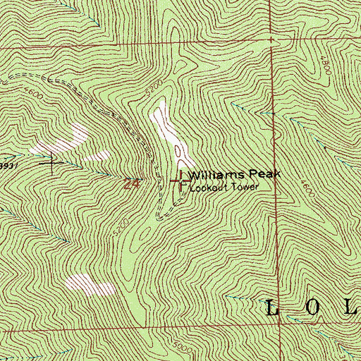 Topographic Map of Williams Peak, MT