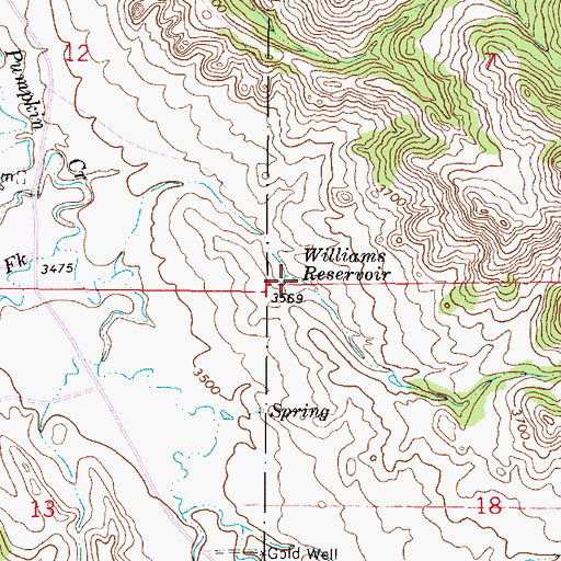 Topographic Map of Williams Reservoir, MT