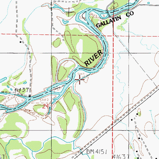 Topographic Map of Willow Creek, MT