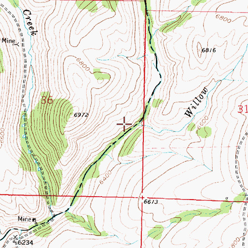 Topographic Map of Willow Creek, MT