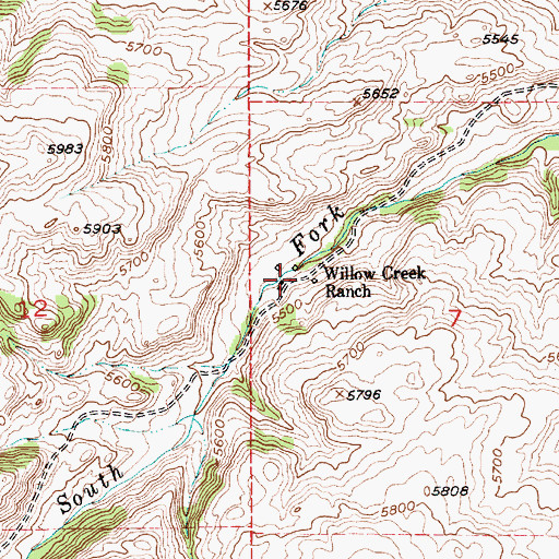 Topographic Map of Willow Creek Ranch, MT