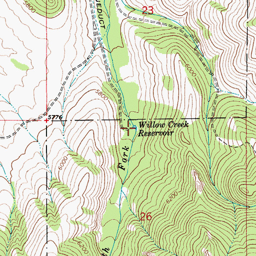Topographic Map of Willow Creek Reservoir, MT