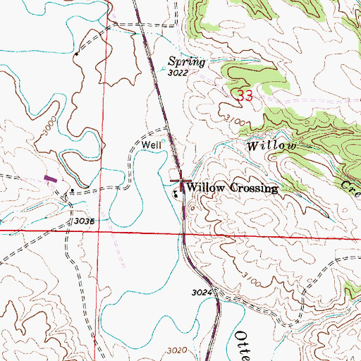Topographic Map of Willow Crossing, MT