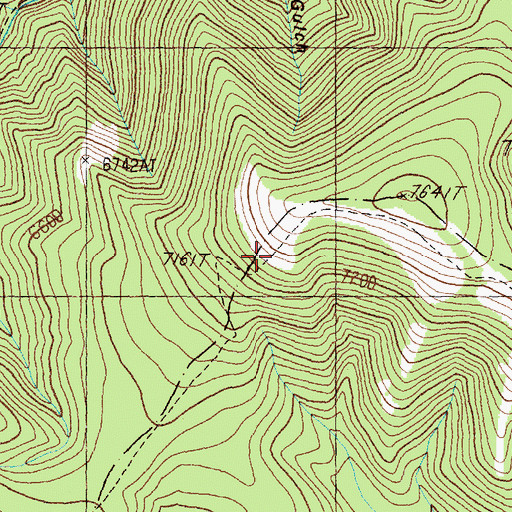 Topographic Map of Willow Harvey Divide Trail, MT
