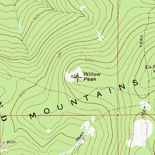 Topographic Map of Willow Peak, MT