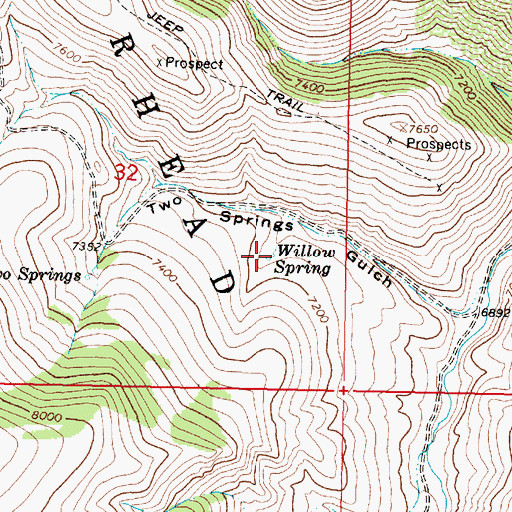 Topographic Map of Willow Spring, MT