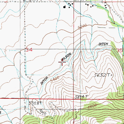 Topographic Map of Wilson Ditch, MT