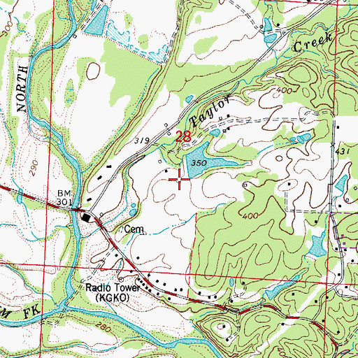 Topographic Map of Cecil Jones Lake Dam, AR