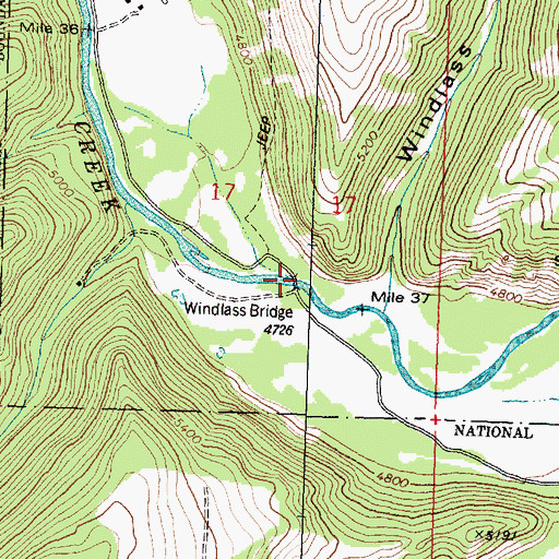 Topographic Map of Windlass Bridge, MT