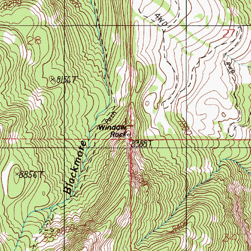 Topographic Map of Window Rock, MT