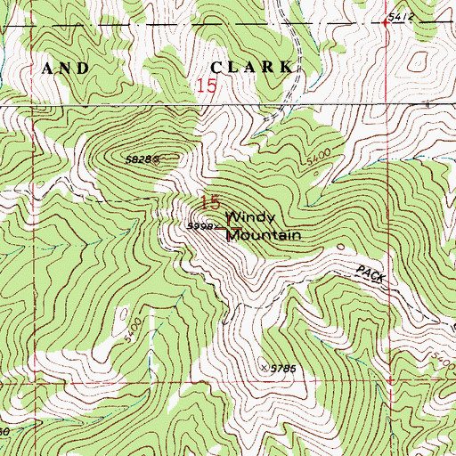 Topographic Map of Windy Mountain, MT