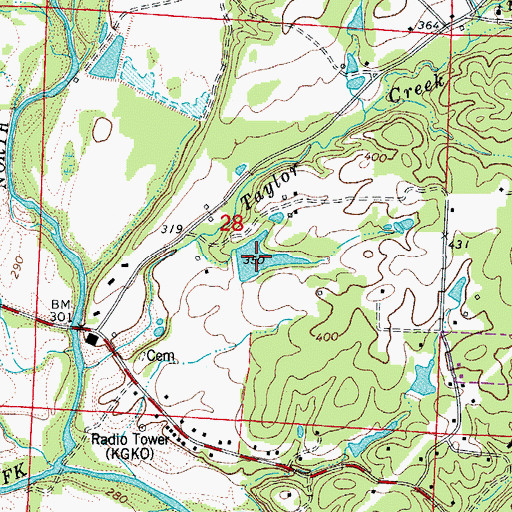 Topographic Map of Cecil Jones Lake, AR
